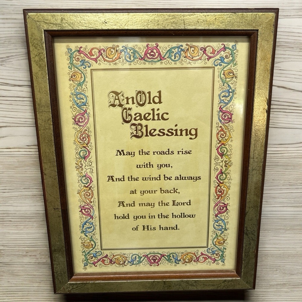 Vintage "An Old Gaelic Blessing"  9.5" x 12" Print Framed‎ Pre-Owned